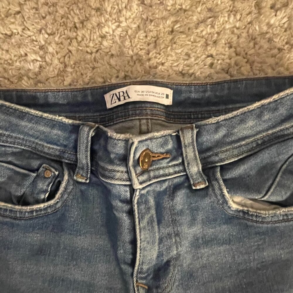 Zara Distressed Skinny Jeans w/ Ankle Zips - Picture 2 of 8
